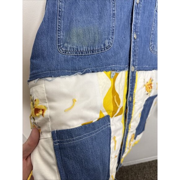 Vintage Polo Jeans Men L Modified Cottagecore Denim Shirt Jacket Shacket Hippie - Picture 5 of 9